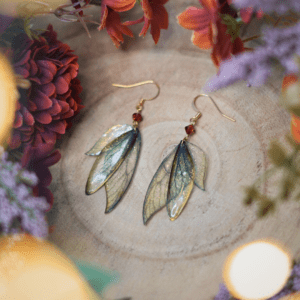 Boucles d'oreilles ailes de fée vertes
