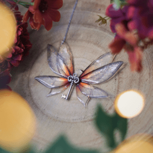 Collier ailes de fée orange