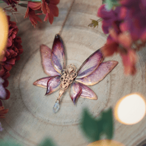 Collier ailes de fée bordeaux